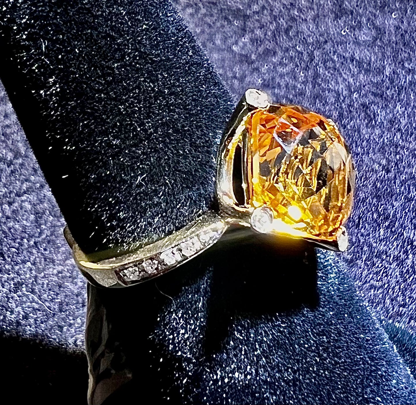 Yellow Gold Citrine and Diamond Ring