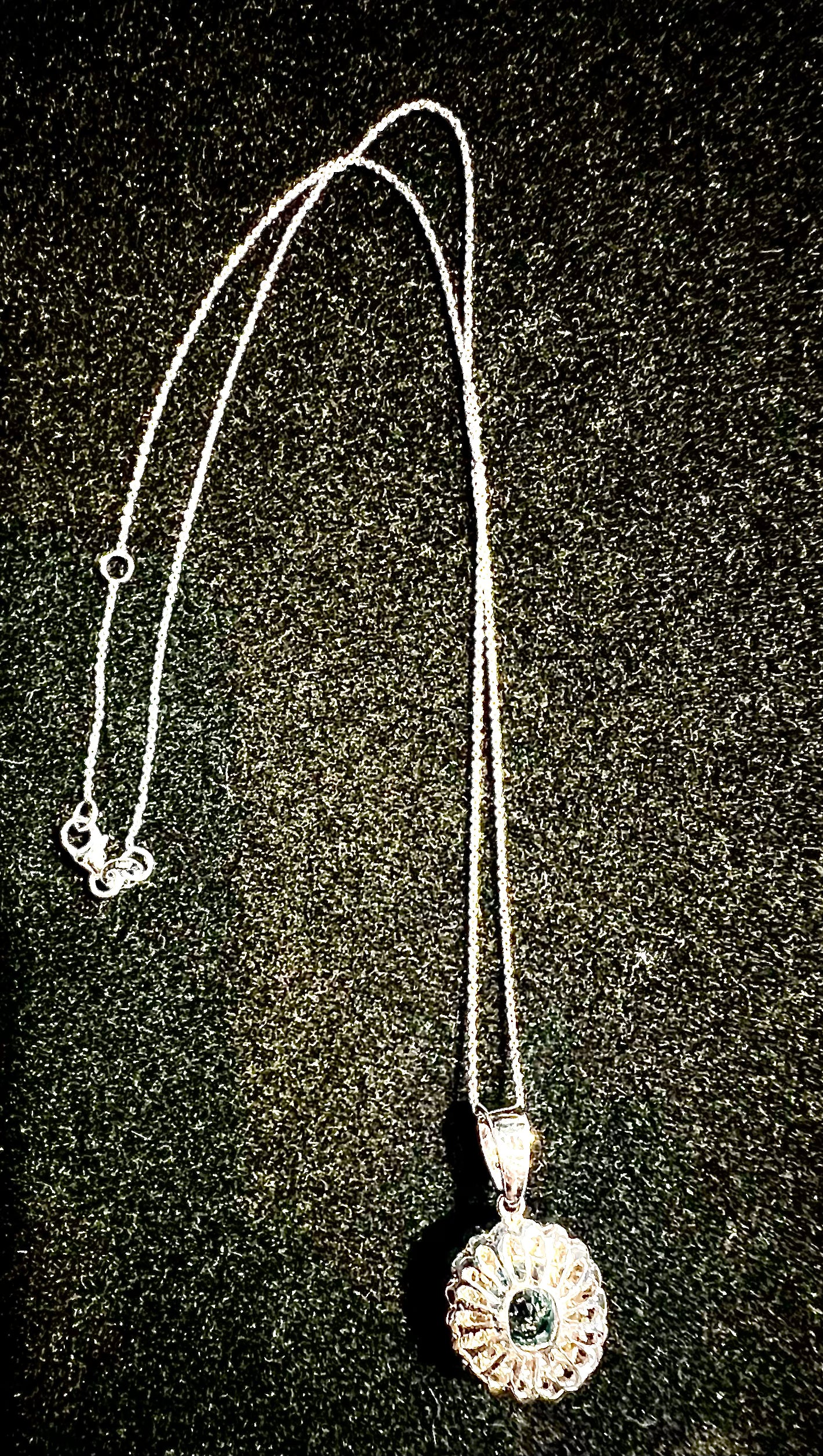 White Gold Blue Topaz Diamond Necklace