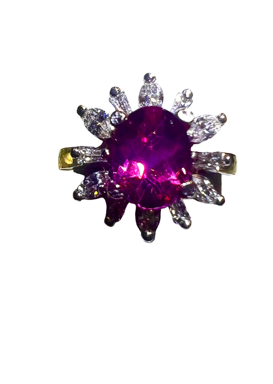 14K White Gold Pink Tourmaline and Diamond Ring